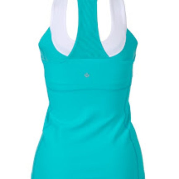 Lululemon scoop neck tank top (lagoon), mint green & white Luon - Picture 6 of 8